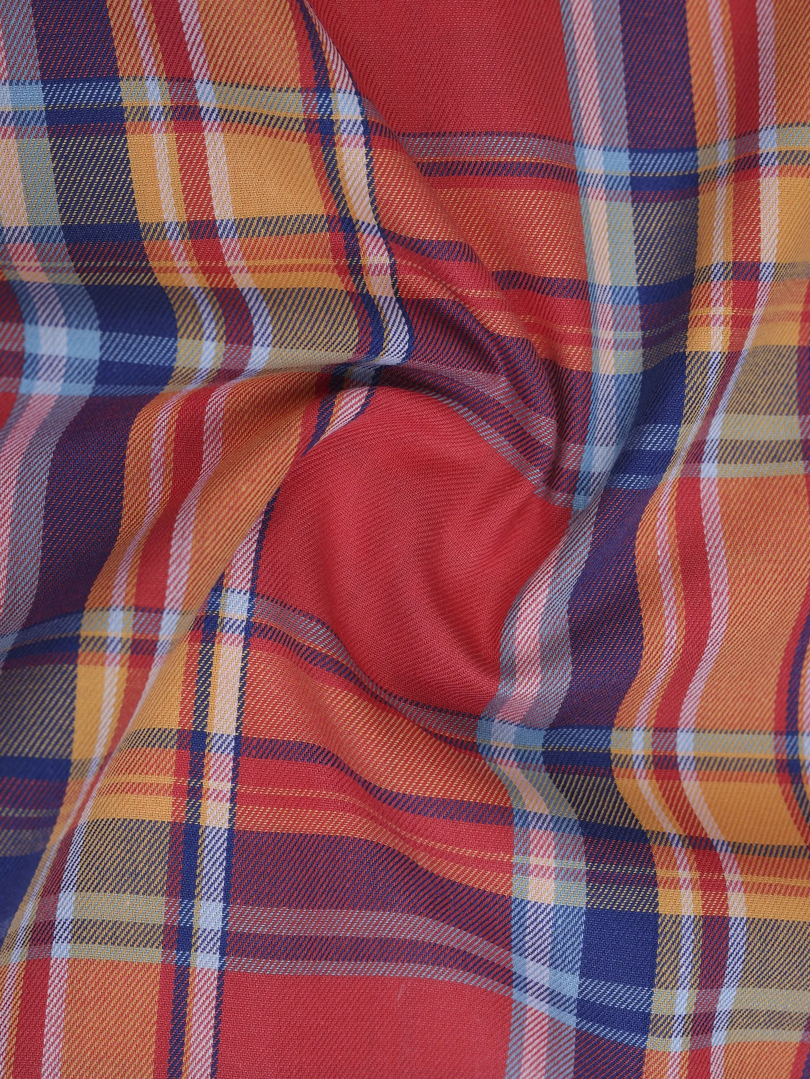 Orange & Red Plaid Twill Checkered Shirt