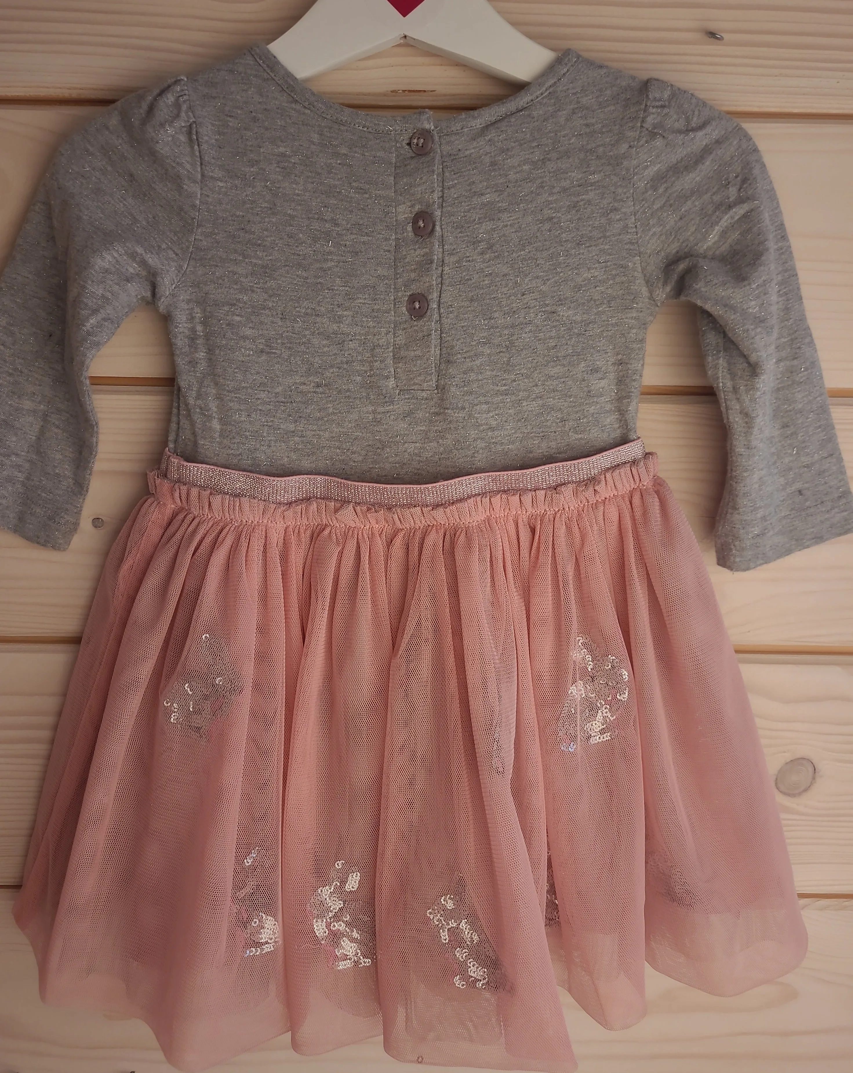 Pink & Grey Dress - 3-6 months