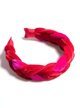 Pink & Red Braided Velvet Morning Headband