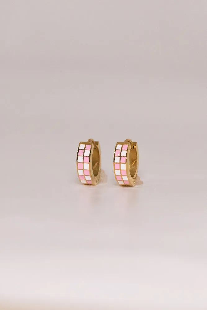 Pink and White Checkered Hoops
