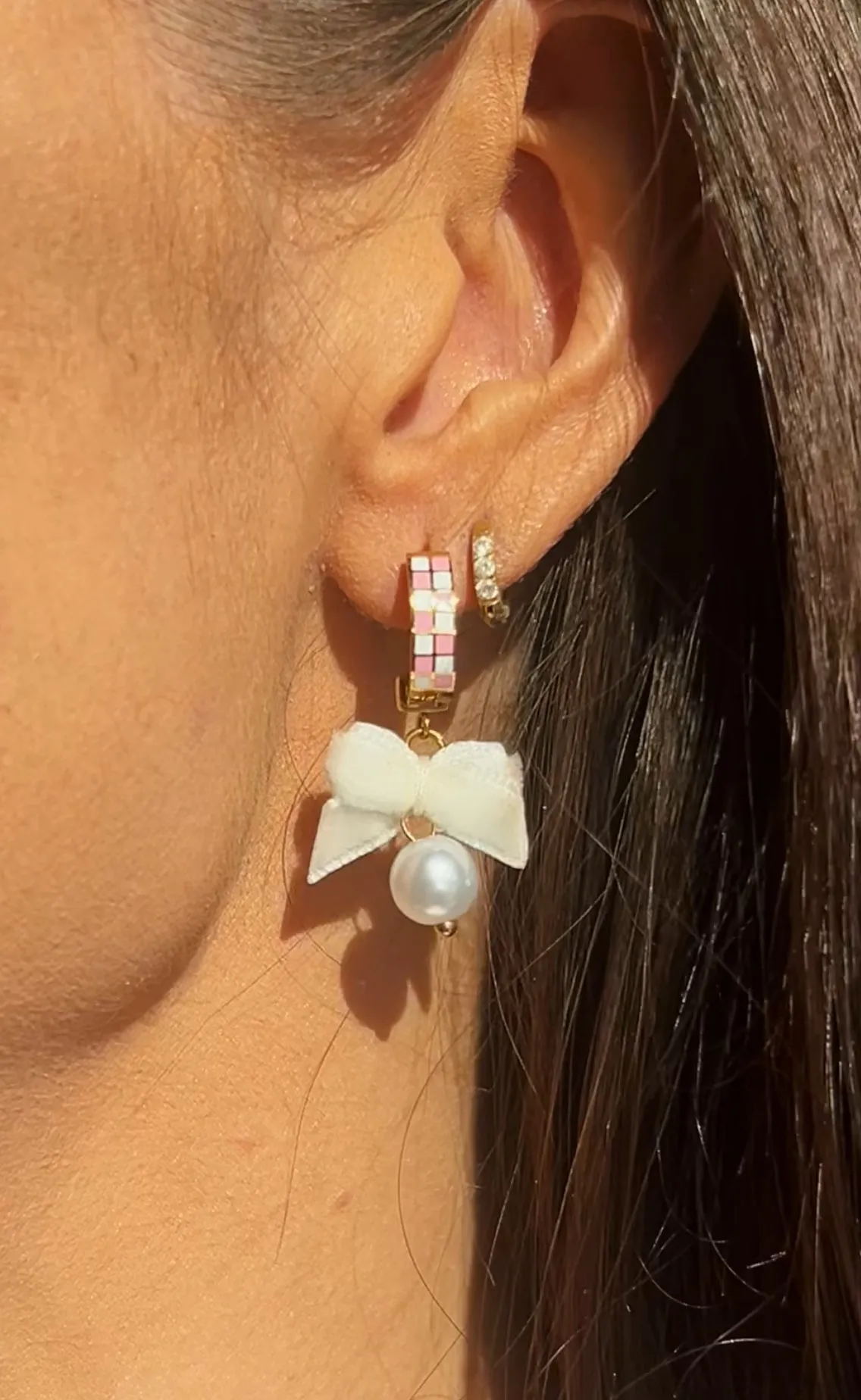 Pink and White Checkered Hoops