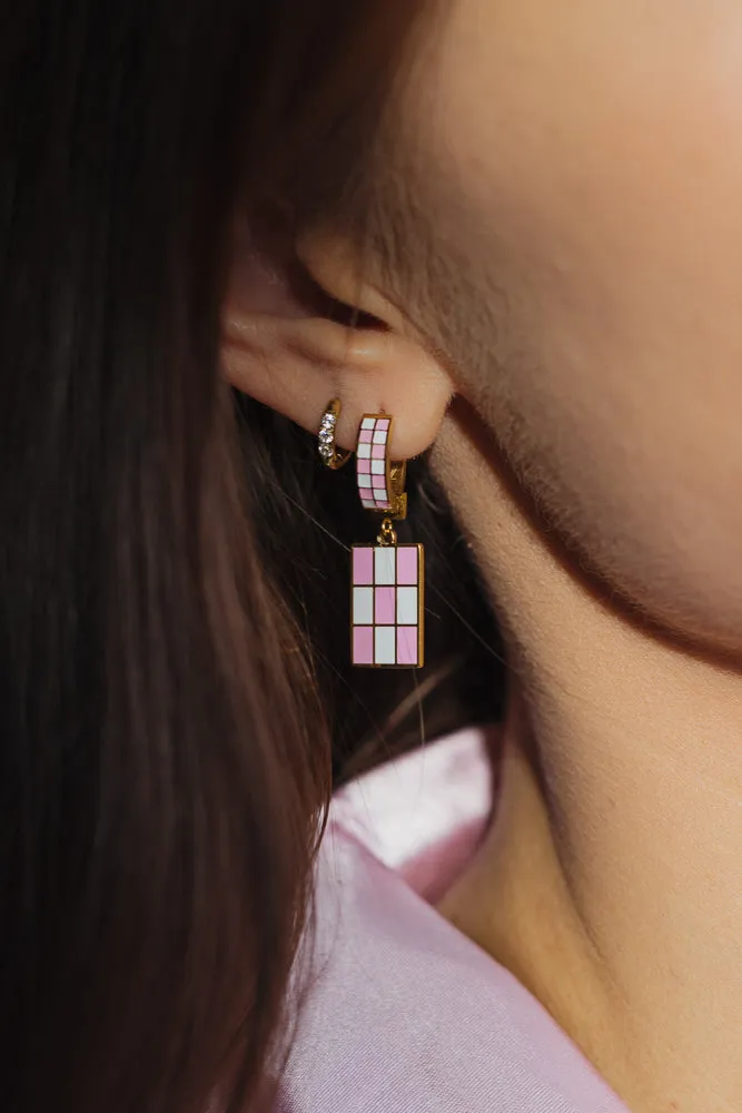 Pink and White Checkered Hoops