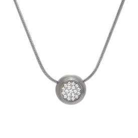 PT808W B.Tiff Pavé Globe Stainless Steel Pendant Necklace