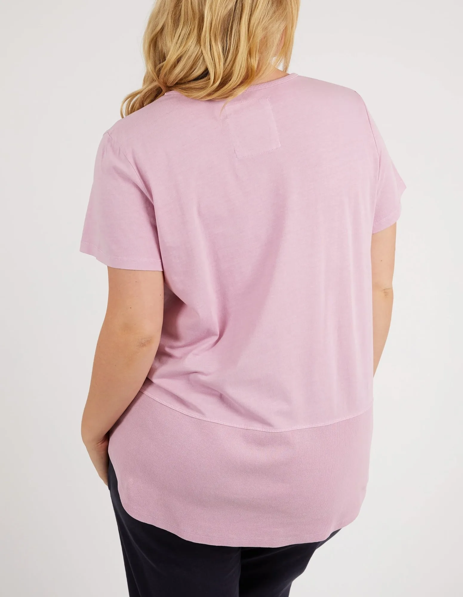 Rib Short Sleeve Tee Peony Pink