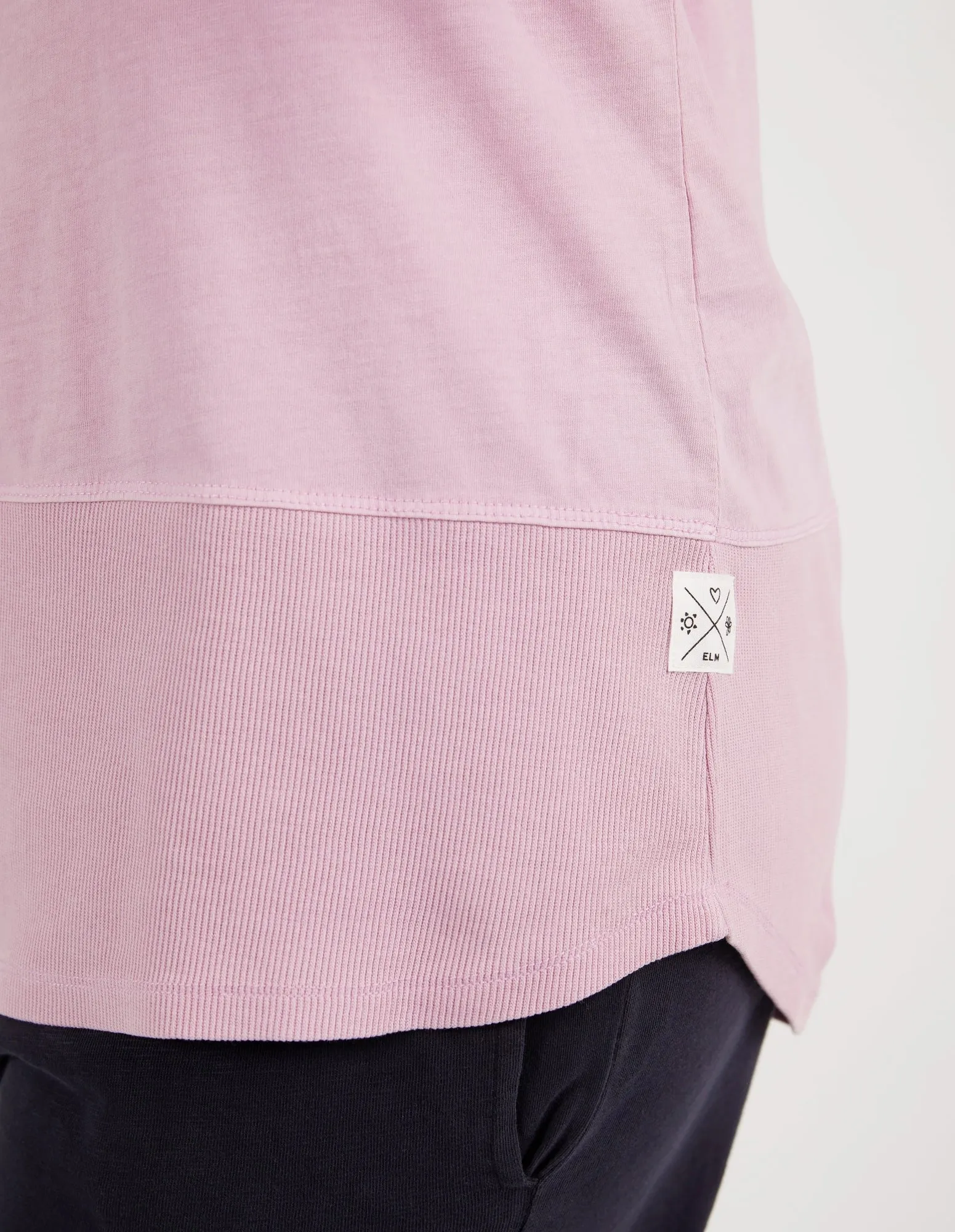 Rib Short Sleeve Tee Peony Pink