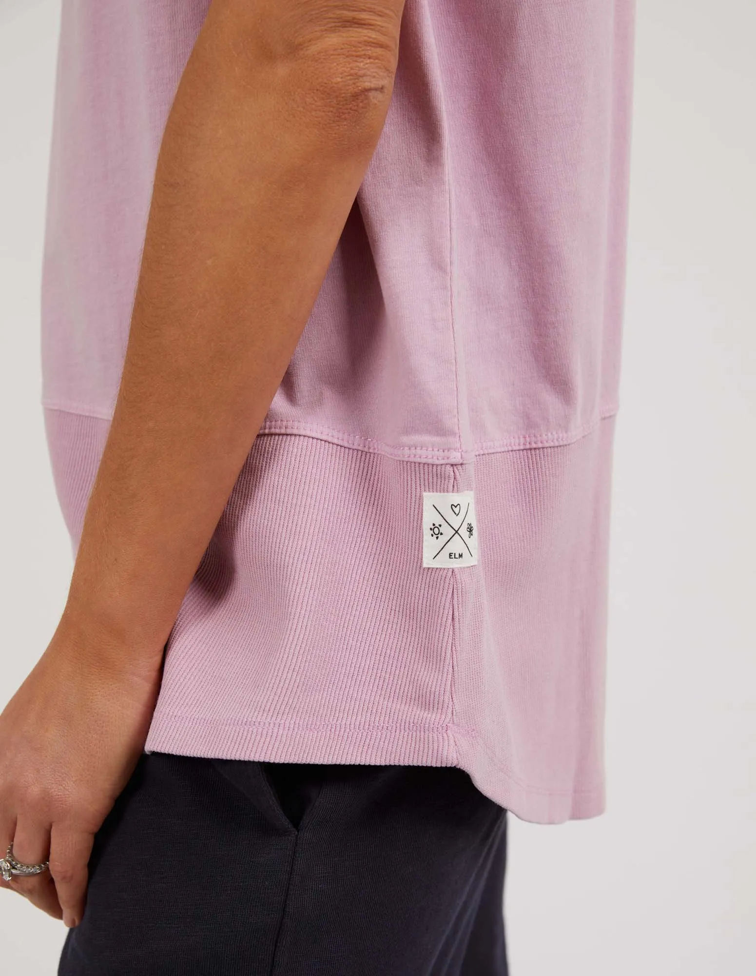 Rib Short Sleeve Tee Peony Pink