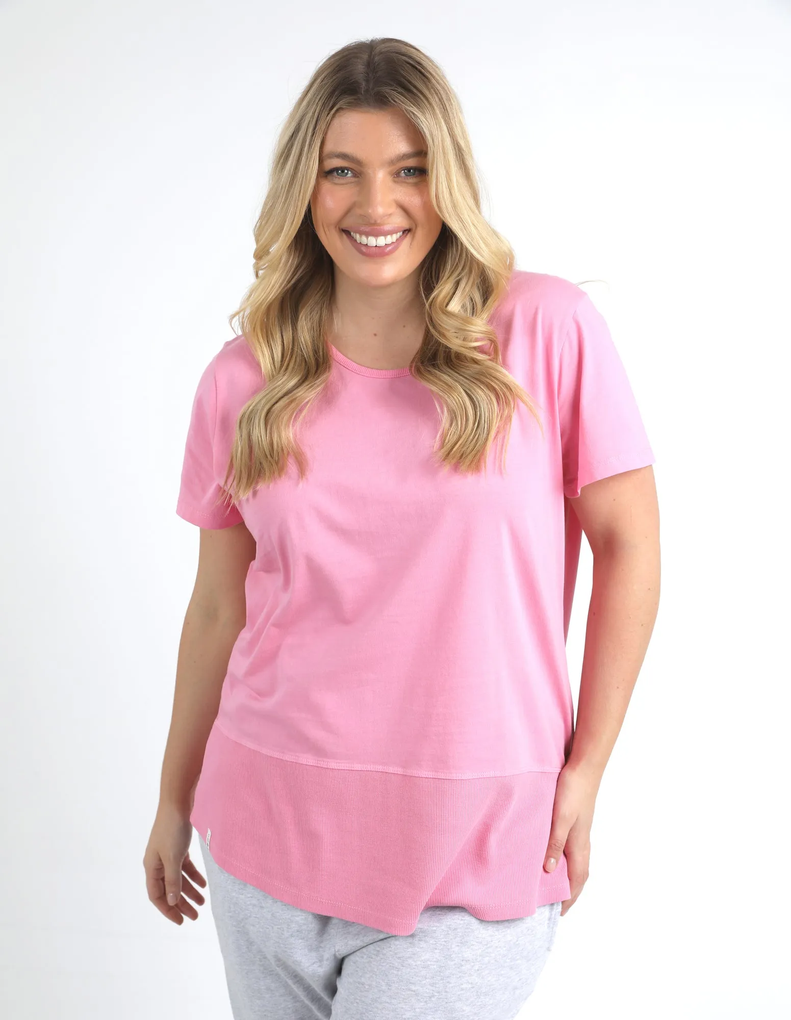 Rib Short Sleeve Tee Strawberry Pink