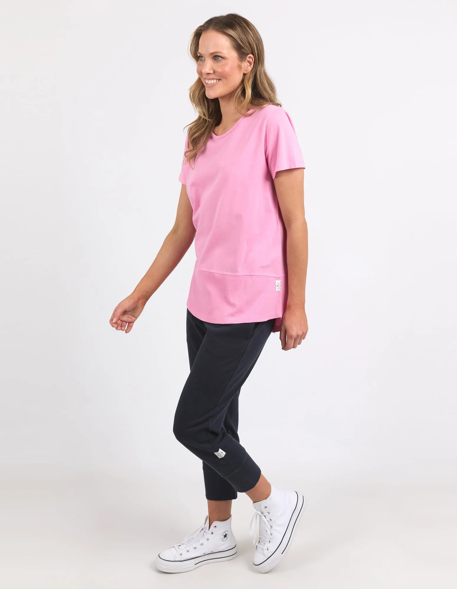 Rib Short Sleeve Tee Strawberry Pink