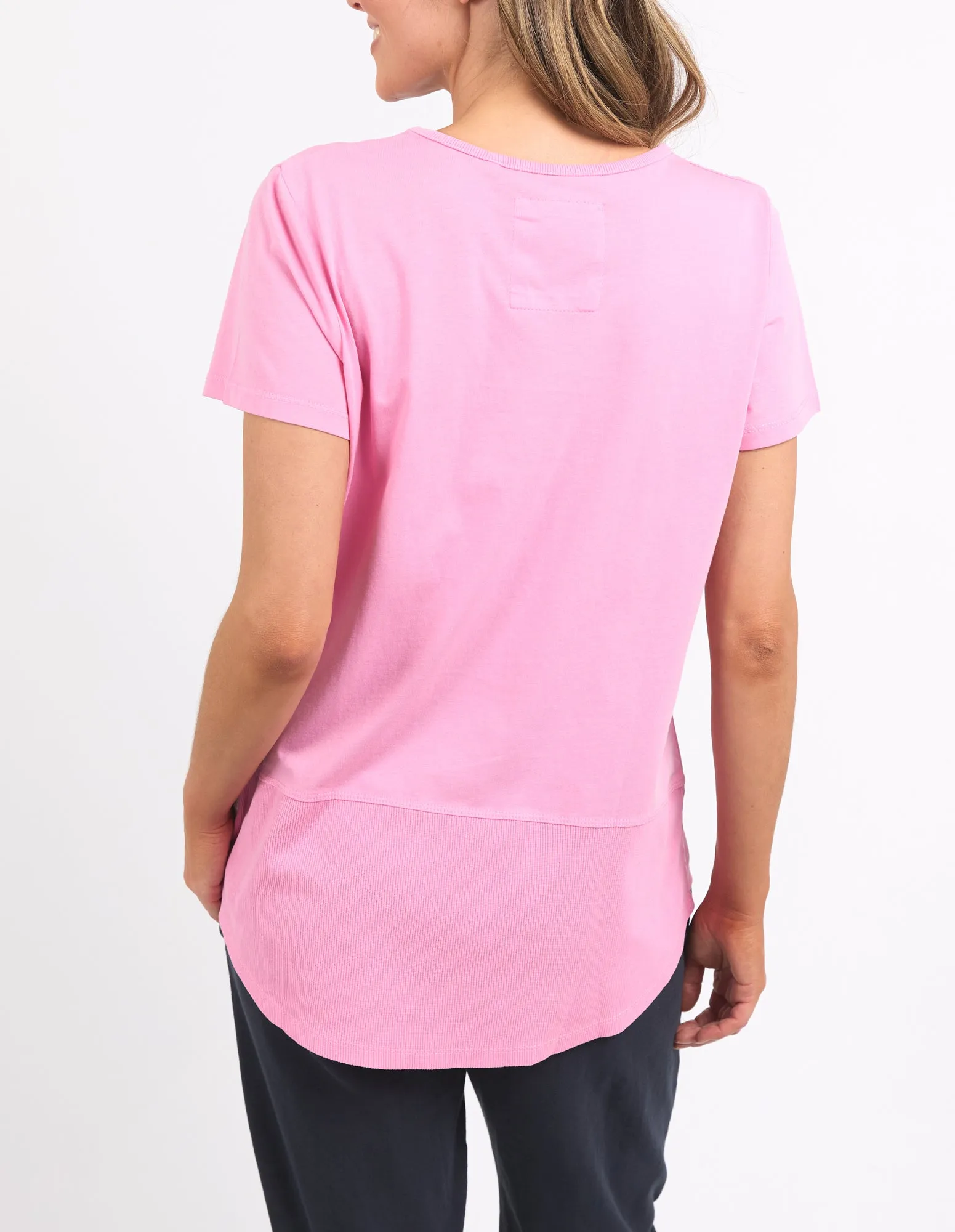 Rib Short Sleeve Tee Strawberry Pink