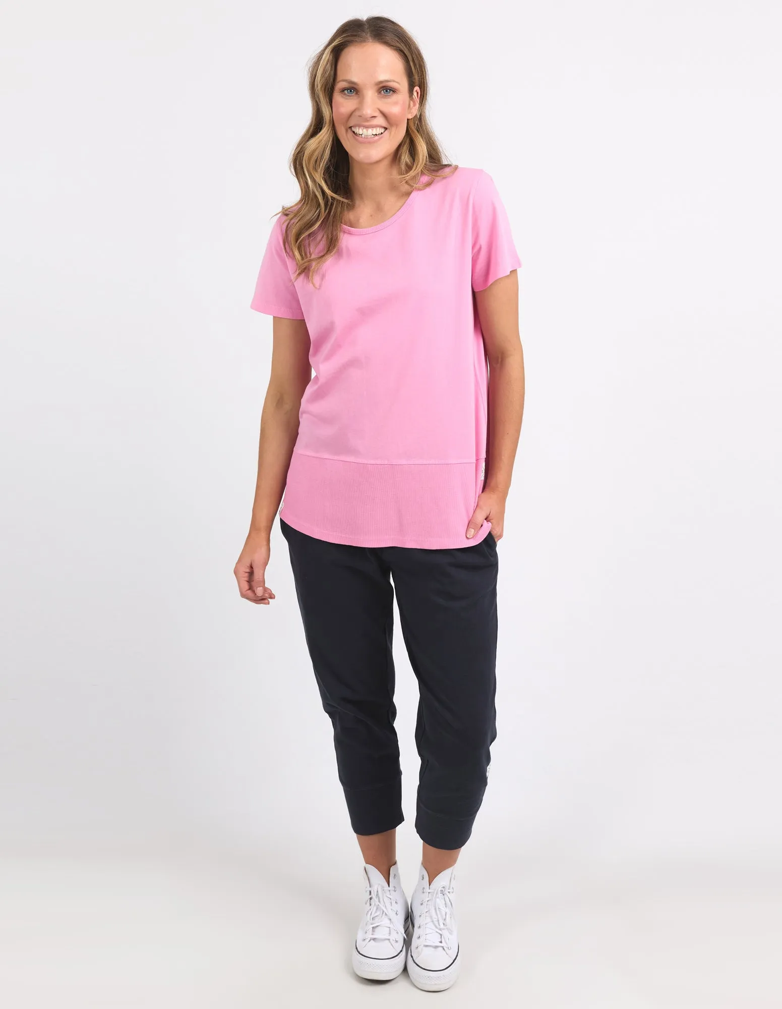 Rib Short Sleeve Tee Strawberry Pink