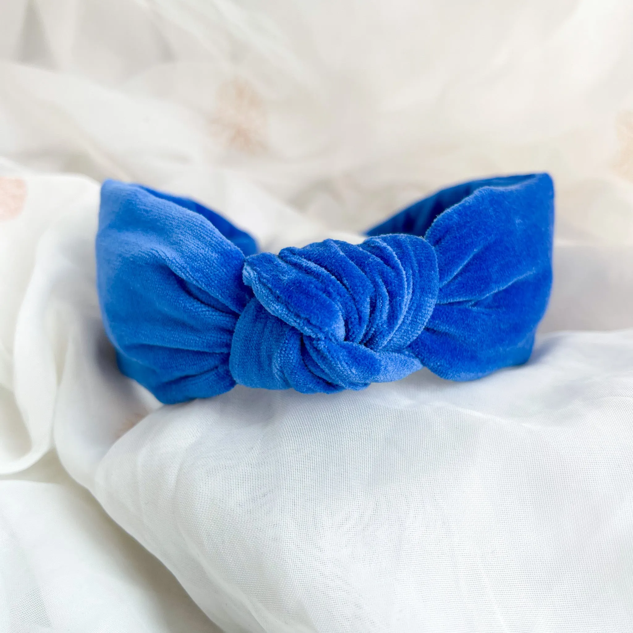Royal Blue Velvet Knot Headband