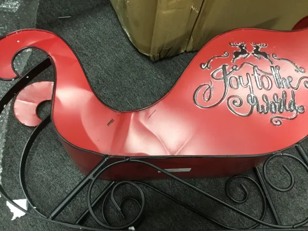 Set of 2 Nested Antiqued Metal Sleighs by Valerie, Red **Flaw