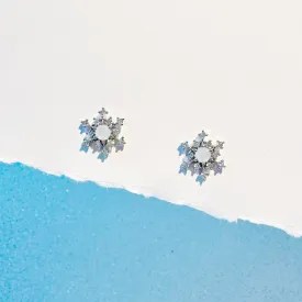Silver Milky Snowflake Earrings