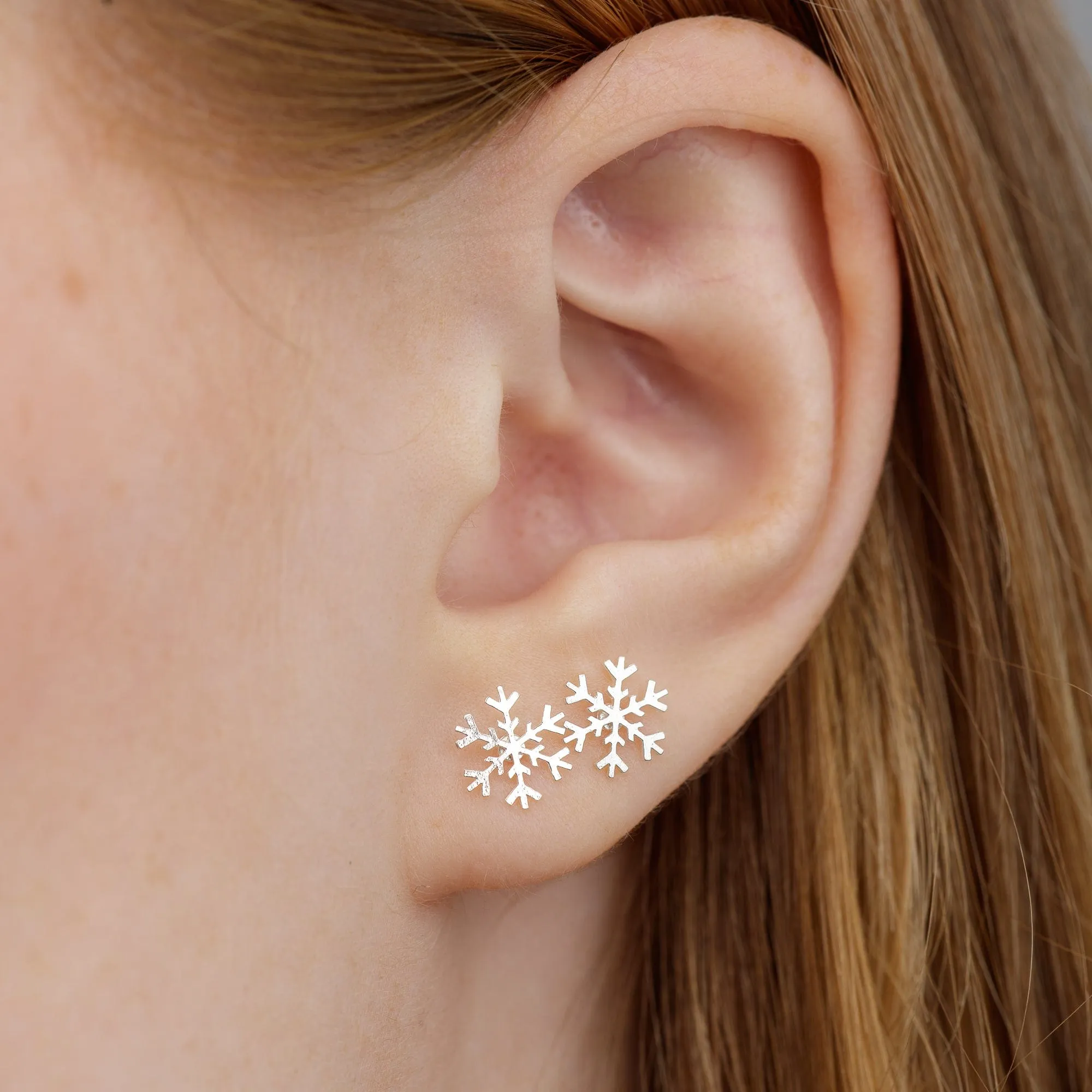 Silver Snowflake Stud Earrings
