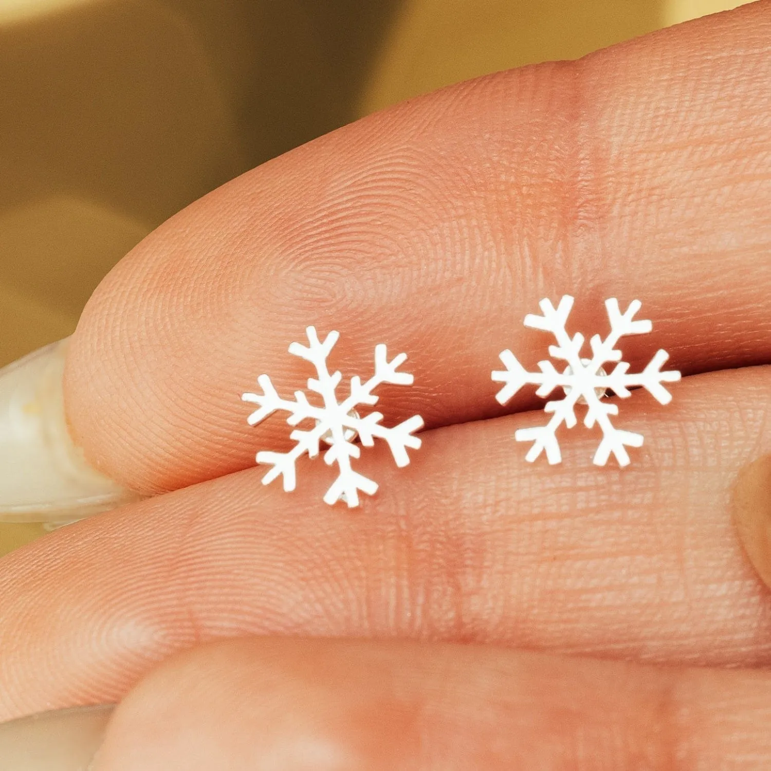 Silver Snowflake Stud Earrings