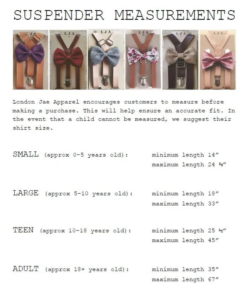 Skinny Caramel Suspenders with Caramel Leather Bow Tie