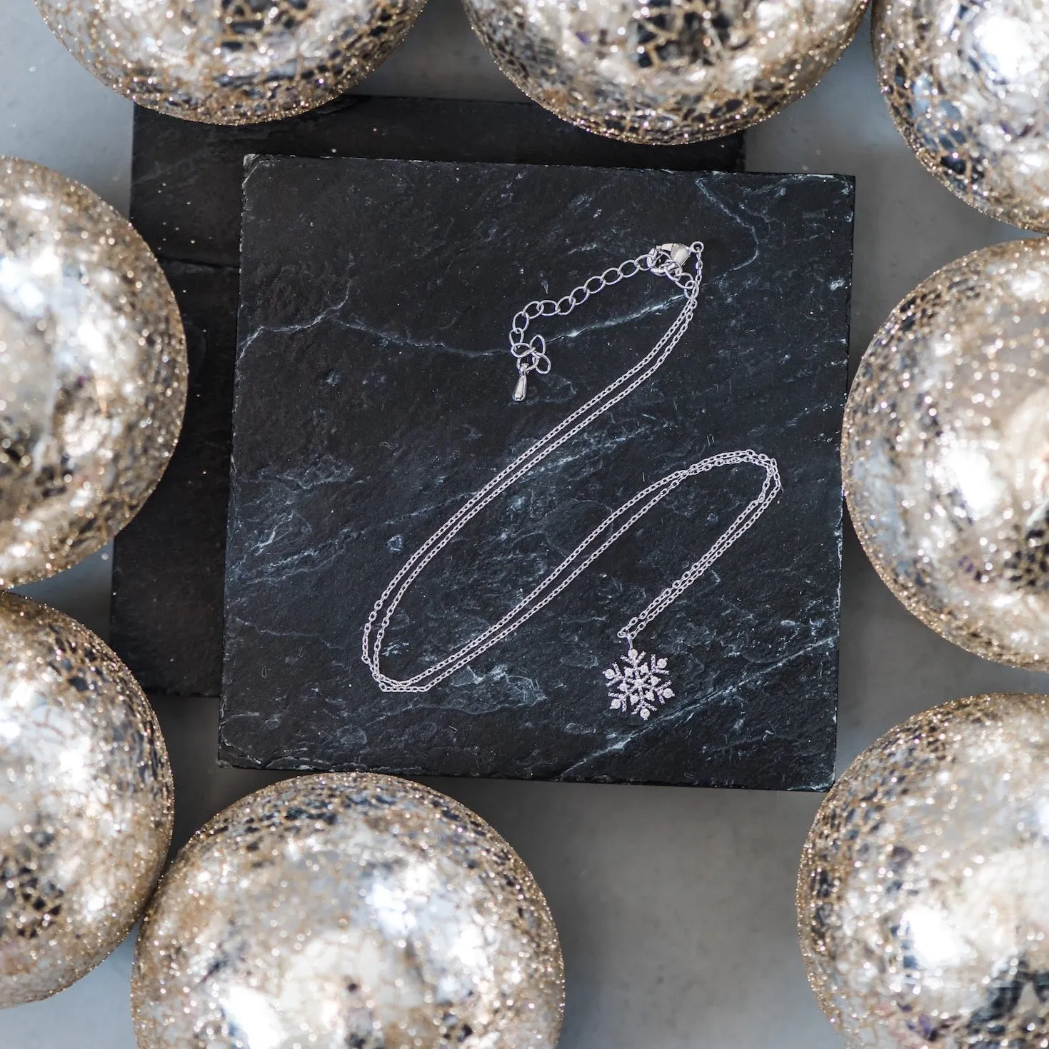 Snowflake Necklace - Sparkly Silver & Cubic Zirconia