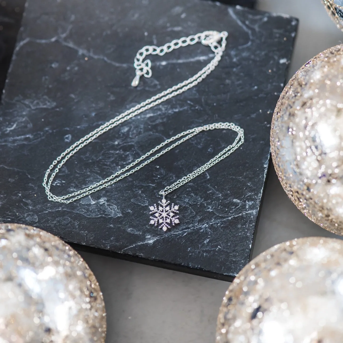 Snowflake Necklace - Sparkly Silver & Cubic Zirconia