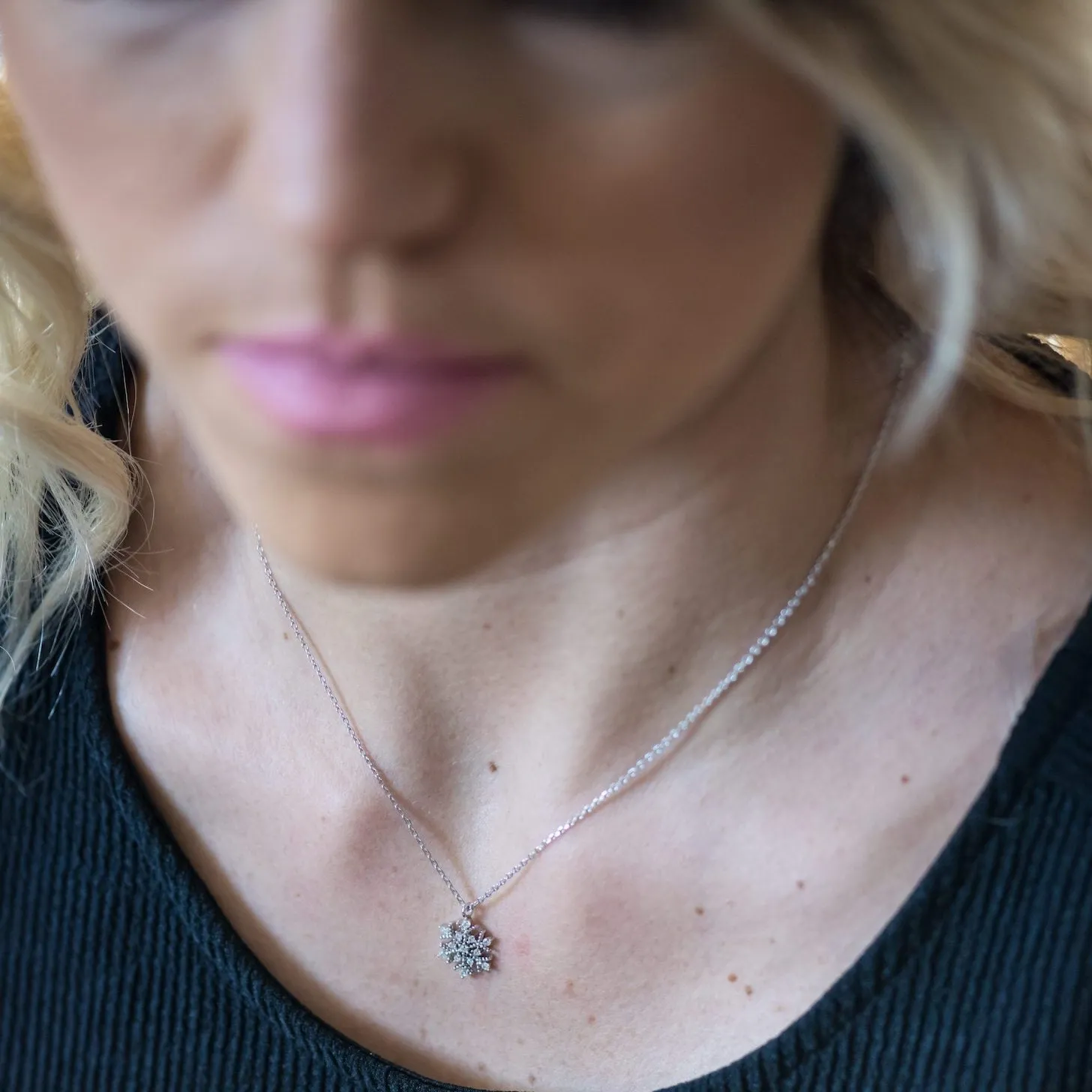 Snowflake Necklace - Sparkly Silver & Cubic Zirconia