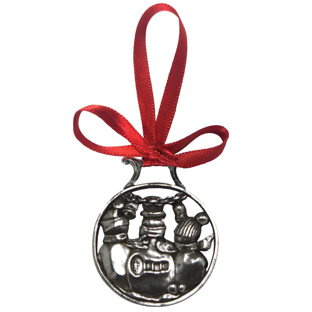 Snowman and Friends Christmas Tree Pewter Ornament Bauble Decoration