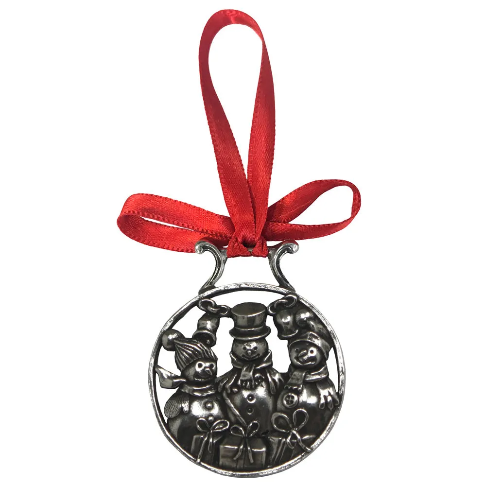 Snowman and Friends Christmas Tree Pewter Ornament Bauble Decoration