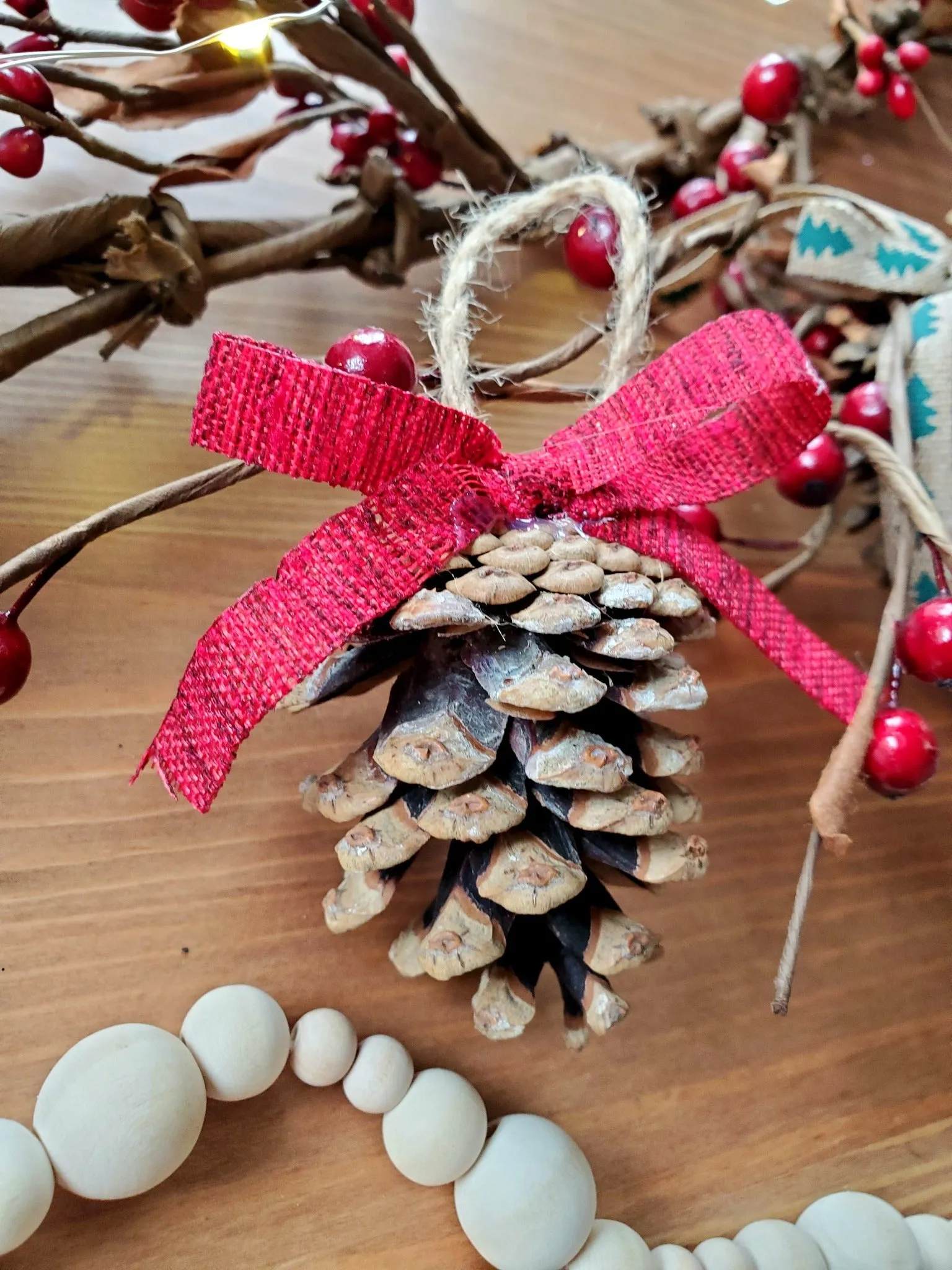 Unique Handcrafted Single Pine Cone Ornament - Perfect for Christmas Decorations and Home Decor