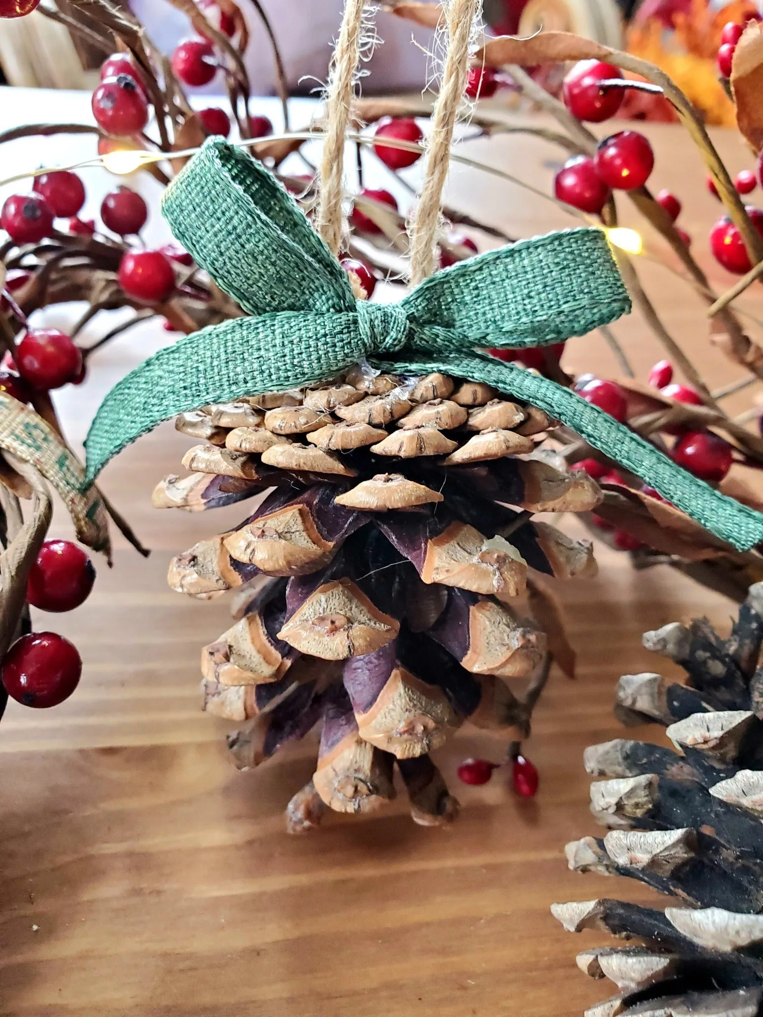 Unique Handcrafted Single Pine Cone Ornament - Perfect for Christmas Decorations and Home Decor