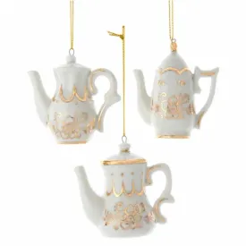 White and Gold Porcelain Teapot Ornament