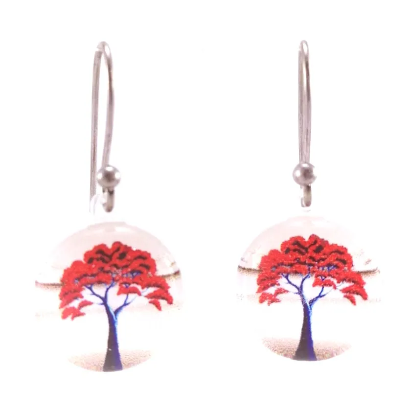 White New Zealand Pohutukawa Tree Pendant & Earring Set