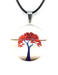 White New Zealand Pohutukawa Tree Pendant & Earring Set