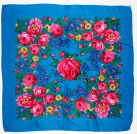 XL Turquoise Floral Scarf